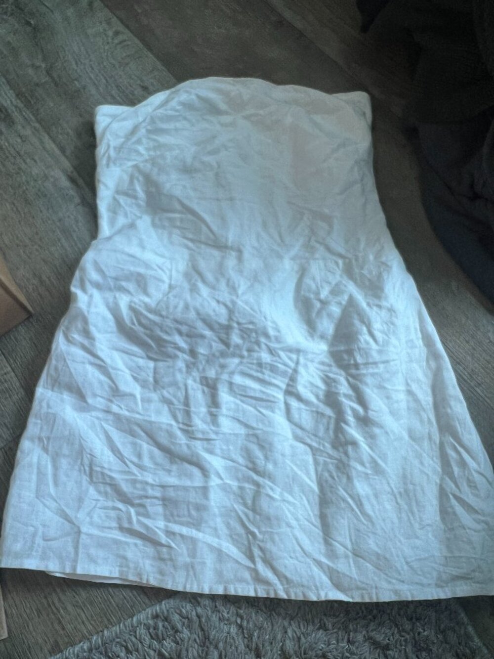 SNDYS x Revolve Romi Linen Blend Strapless Mini Dress in White